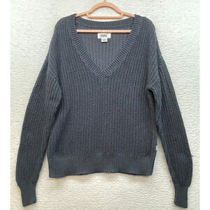 PINK Sweater Womens Extra Small Gray Knit VS Pullover V Neck Minimalist Classic